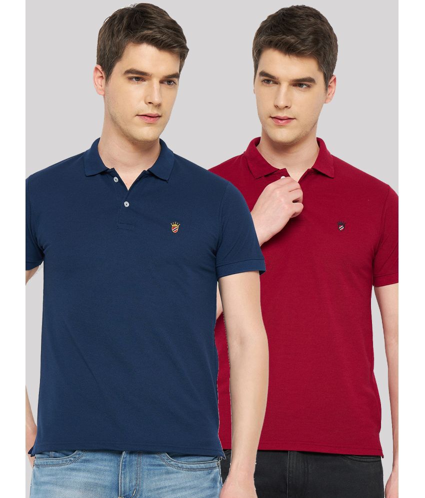     			RELANE Cotton Blend Regular Fit Solid Half Sleeves Men's Polo T Shirt - Maroon ( Pack of 2 )