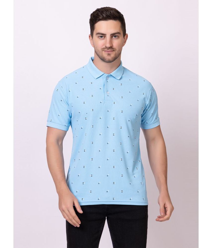     			SEVEN DREAMS Cotton Blend Regular Fit Printed Half Sleeves Men's Polo T Shirt - Blue ( Pack of 1 )