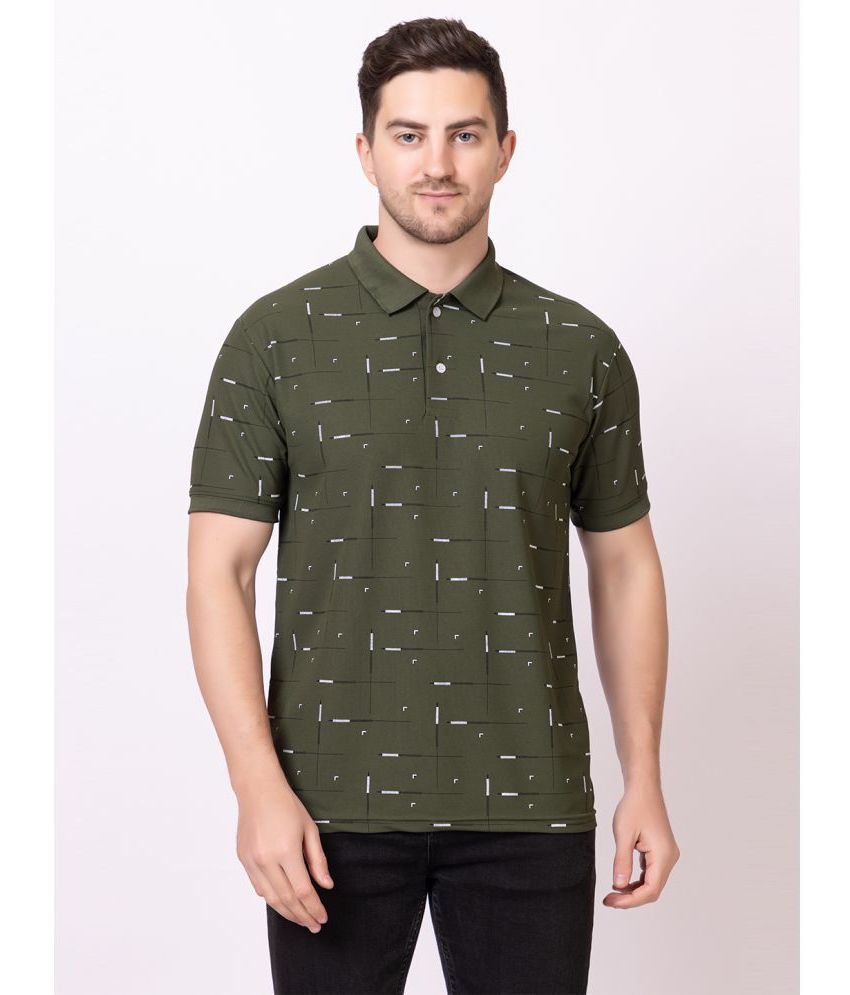     			SEVEN DREAMS Cotton Blend Regular Fit Printed Half Sleeves Men's Polo T Shirt - Dark Green ( Pack of 1 )