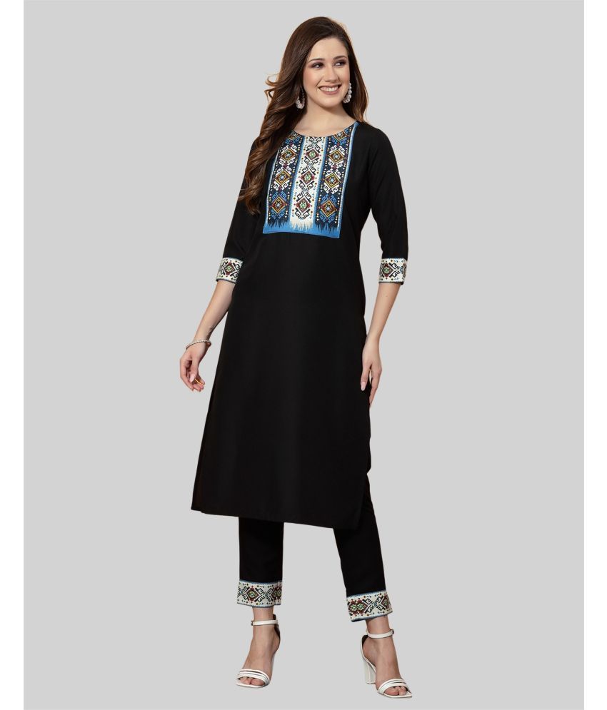     			Skylee Rayon Printed Straight Women's Kurti - Black ( Pack of 1 )