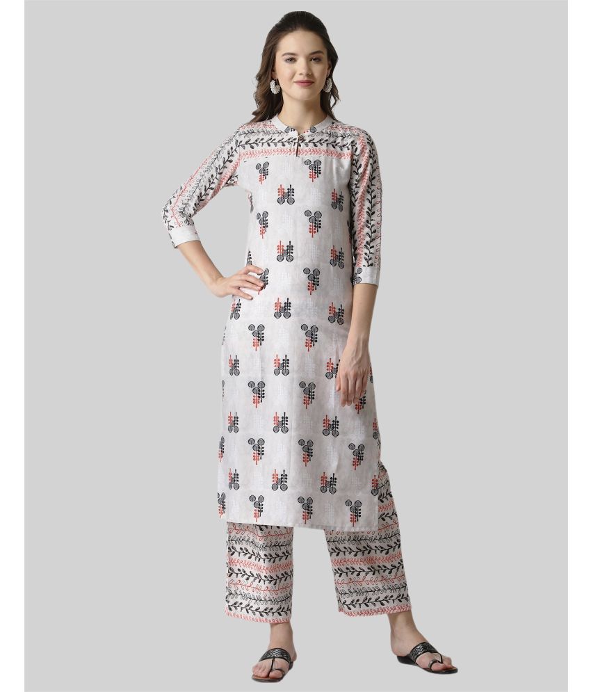     			Skylee Rayon Printed Straight Women's Kurti - Cream ( Pack of 1 )