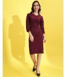 Selvia Lycra Embellished Knee Length Women's Bodycon Dress - Maroon ( Pack of 1 )