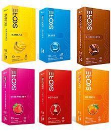 Skore Condoms Combo Pack for Men SIX Different Flowers for Fun (10x6=60no.s)