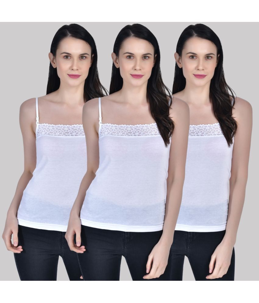     			AIMLY Adjustable Strap  Cotton Slip - White Pack of 3
