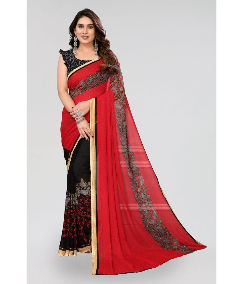     			ANAND SAREES Georgette Printed Saree With Blouse Piece - Red ( Pack of 1 )