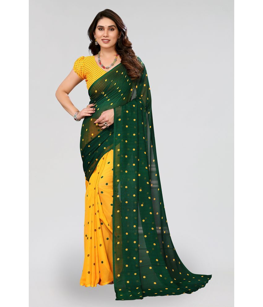     			ANAND SAREES Georgette Printed Saree With Blouse Piece - Yellow ( Pack of 1 )