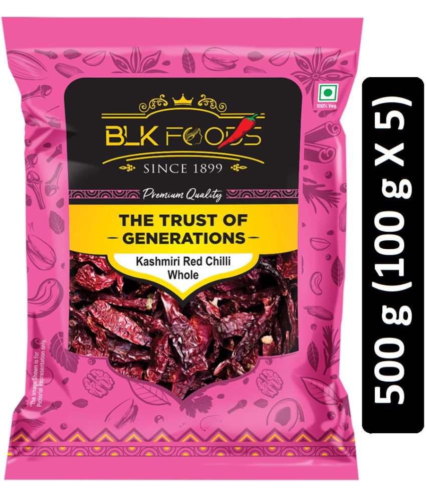     			BLK FOODS Select Kashmiri Red Chilli Whole (Sabut) 500g (5 X 100g) 500 gm Pack of 5