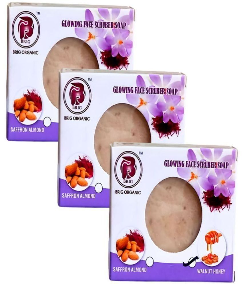     			BRIG Moisturizing Walnut Honey Scrub Facial Soap for All Skin Type ( Pack of 3 )