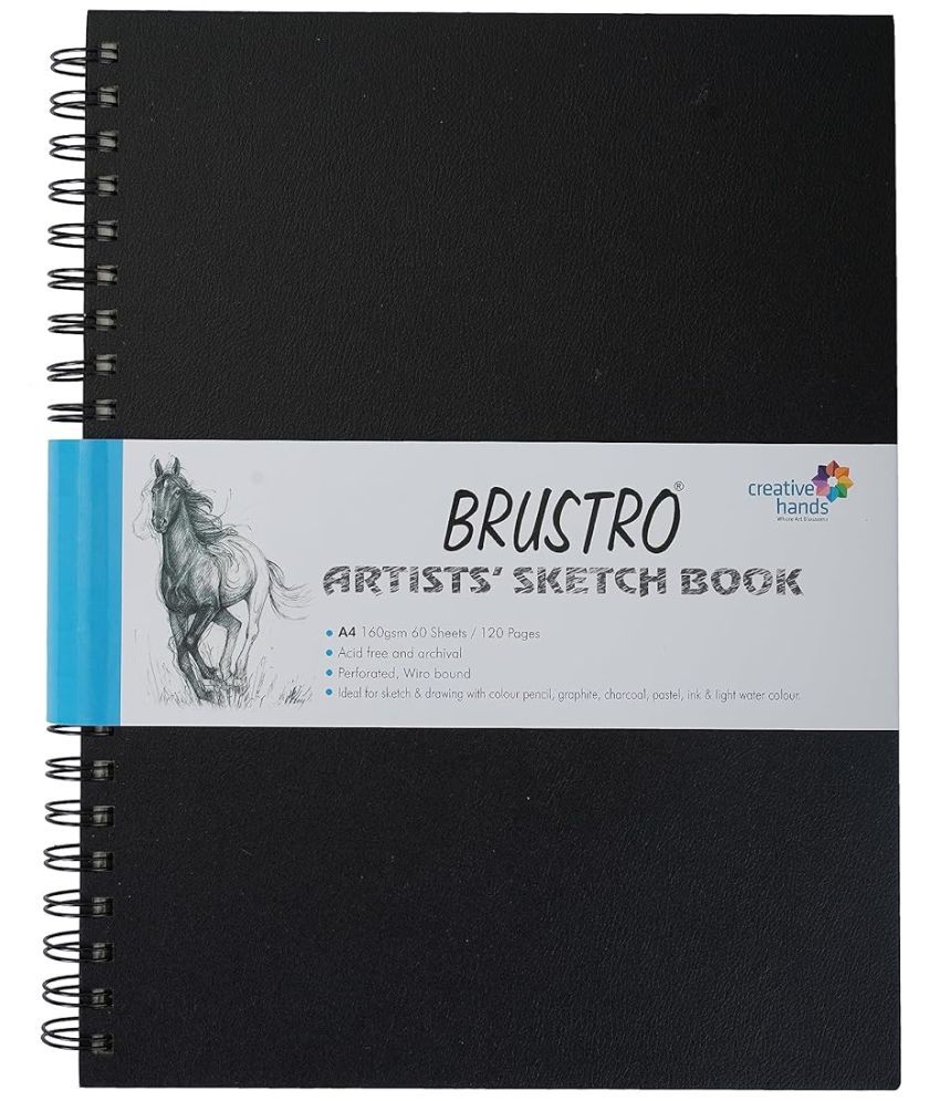     			Brustro Artists Wiro Bound Sketch Book, A4 Size, 120 Pages, 160 GSM (Acid Free)