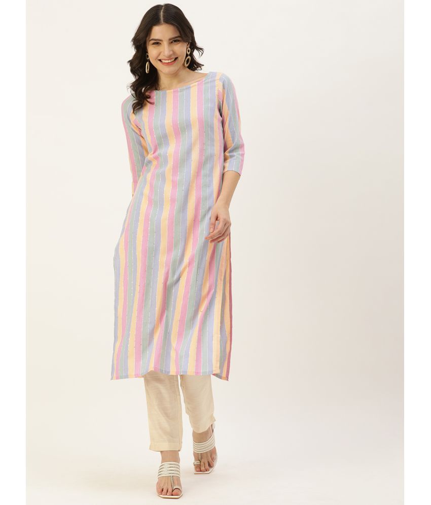     			Hritika Cotton Printed Straight Women's Kurti - Multicoloured ( Pack of 1 )