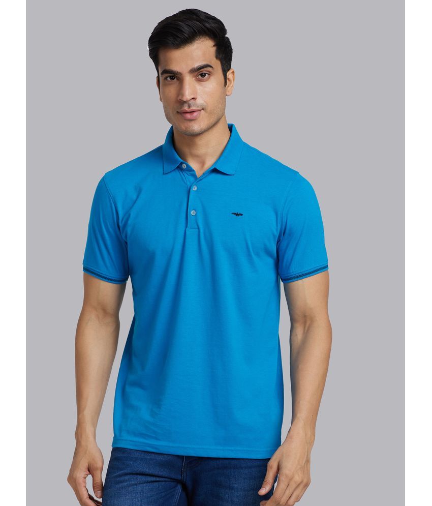     			Park Avenue Cotton Blend Slim Fit Solid Half Sleeves Men's Polo T Shirt - Blue ( Pack of 1 )