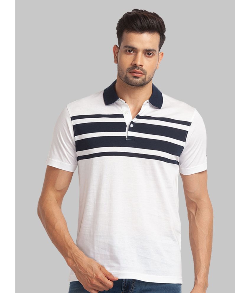     			Park Avenue Cotton Slim Fit Striped Half Sleeves Men's Polo T Shirt - White ( Pack of 1 )