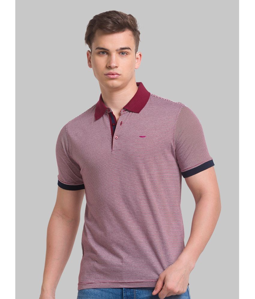     			Park Avenue Cotton Slim Fit Striped Half Sleeves Men's Polo T Shirt - Red ( Pack of 1 )