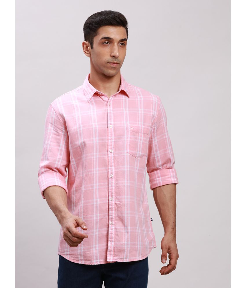     			Parx Cotton Blend Slim Fit Checks Full Sleeves Men's Casual Shirt - Red ( Pack of 1 )