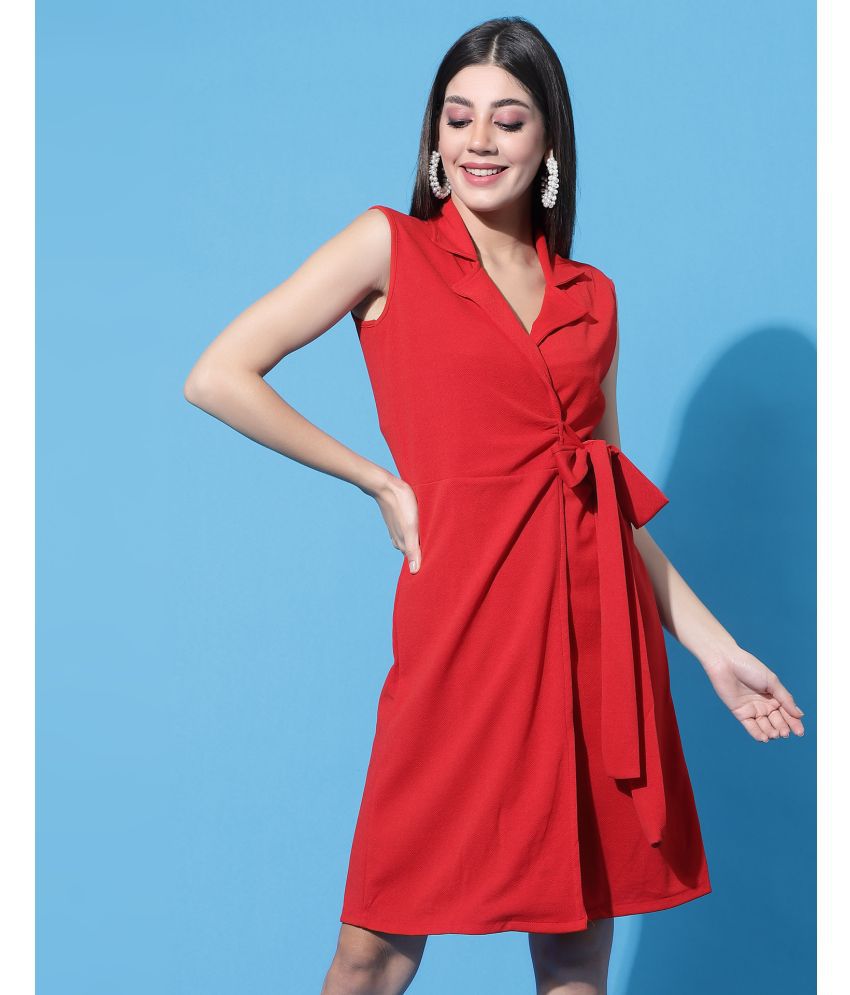     			Selvia Lycra Solid Midi Women's Wrap Dress - Red ( Pack of 1 )