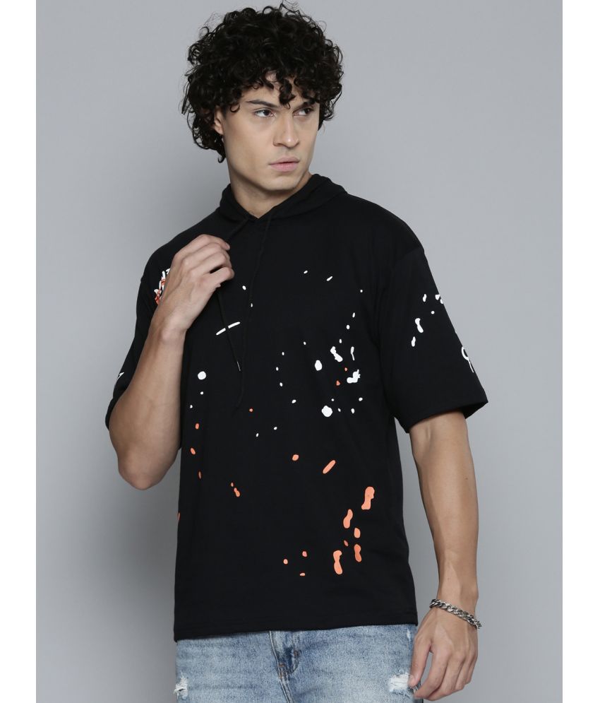     			Smartees Cotton Blend Regular Fit Printed Half Sleeves Men's T-Shirt - Black ( Pack of 1 )
