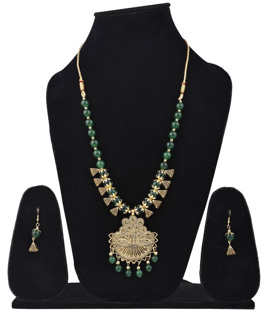     			Sunhari Jewels Green Alloy Necklace Set ( Pack of 1 )