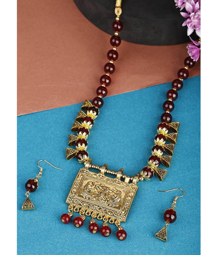    			Sunhari Jewels Maroon Alloy Necklace Set ( Pack of 1 )