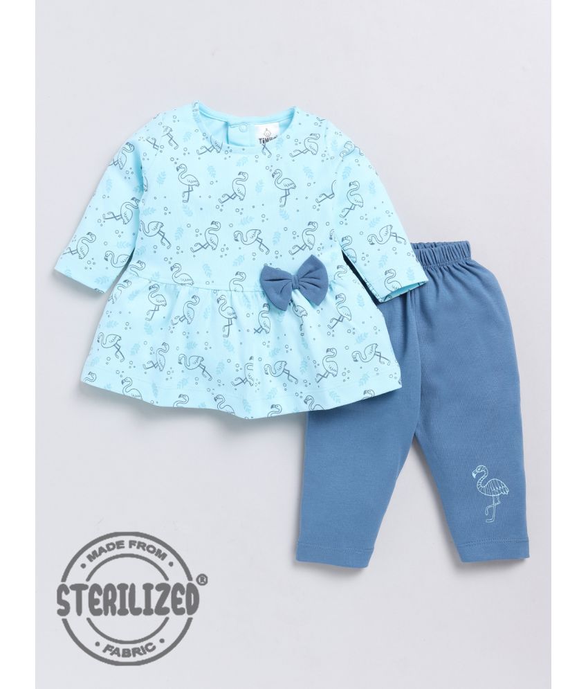     			TINYO Light Blue Cotton Baby Girl T-Shirt & Pyjama Set ( Pack of 1 )