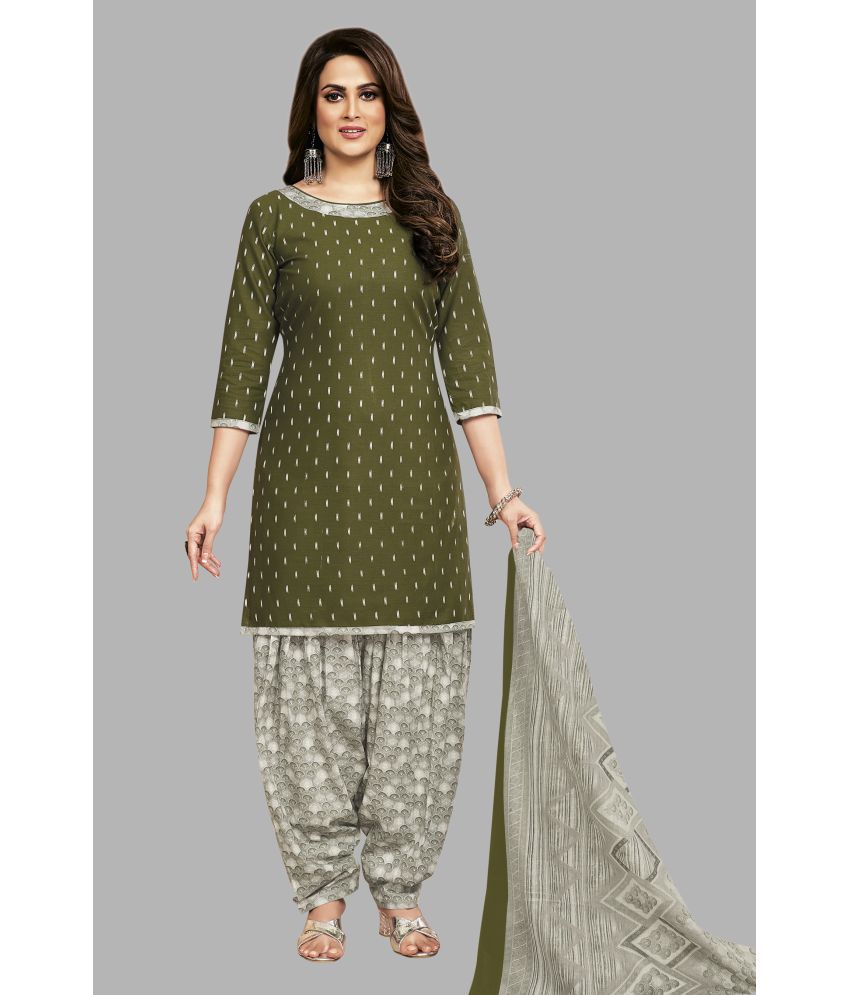     			shree jeenmata collection Unstitched Cotton Printed Dress Material - Green ( Pack of 1 )