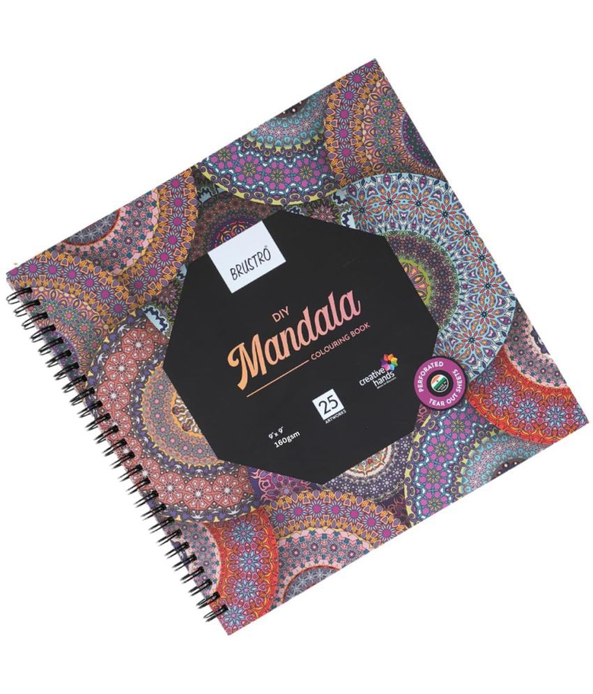     			Brustro DIY Mandala Colouring Book 9"x9" 160 GSM 25 Perforated Sheets