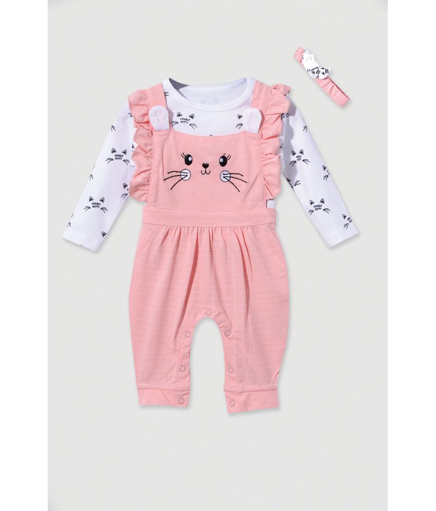     			Infants Embroidered dungaree with tee and hairband