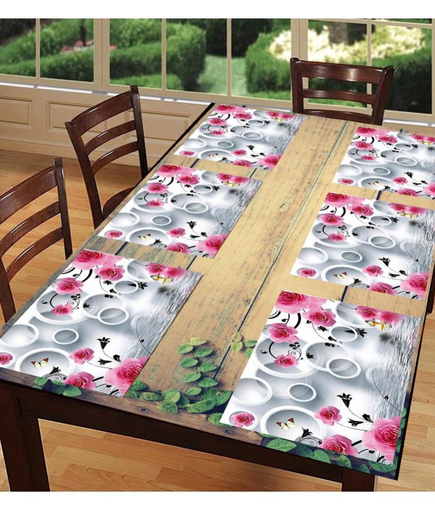     			Revexo PVC Floral Rectangle Table Mats ( 40 cm x 30 cm ) Pack of 6 - Multi