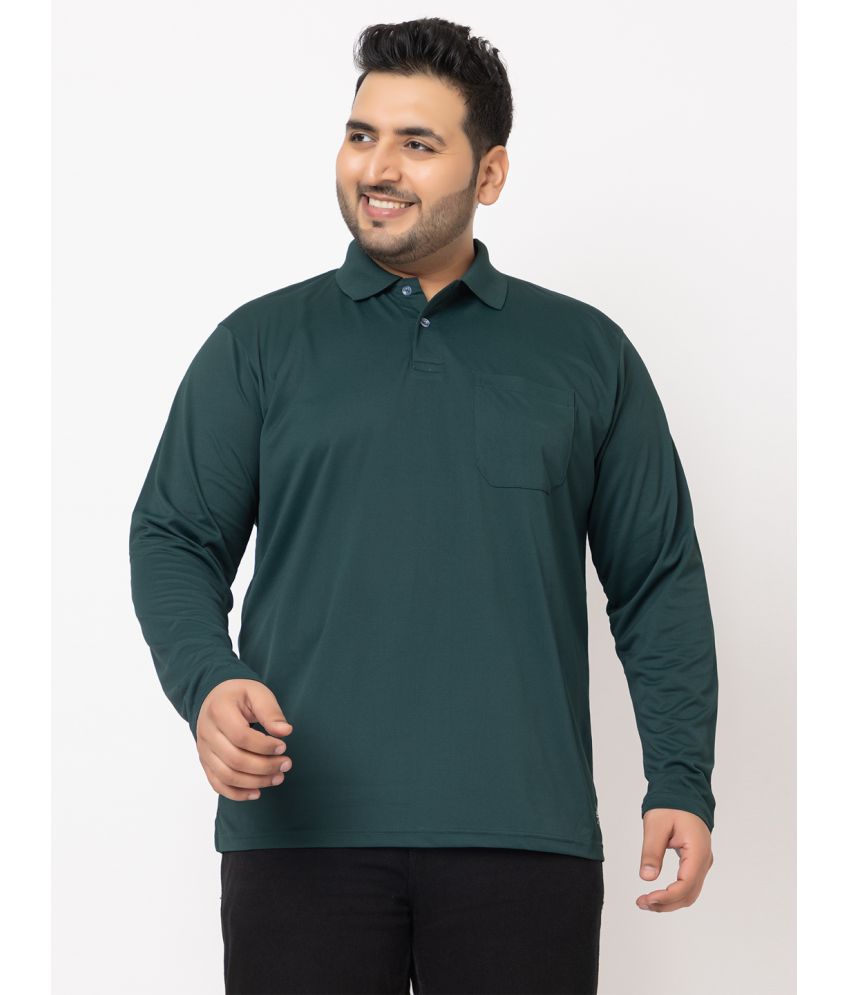     			YHA Cotton Blend Regular Fit Solid Full Sleeves Men's Polo T Shirt - Dark Green ( Pack of 1 )