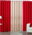 BELLA TRUE Solid SemiTransparent Eyelet Curtain 5 ft ( Pack of 3 )  Red