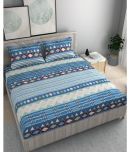 STAR TEX Microfiber Abstract 1 Double King Size Bedsheet with 2 Pillow Covers - Blue