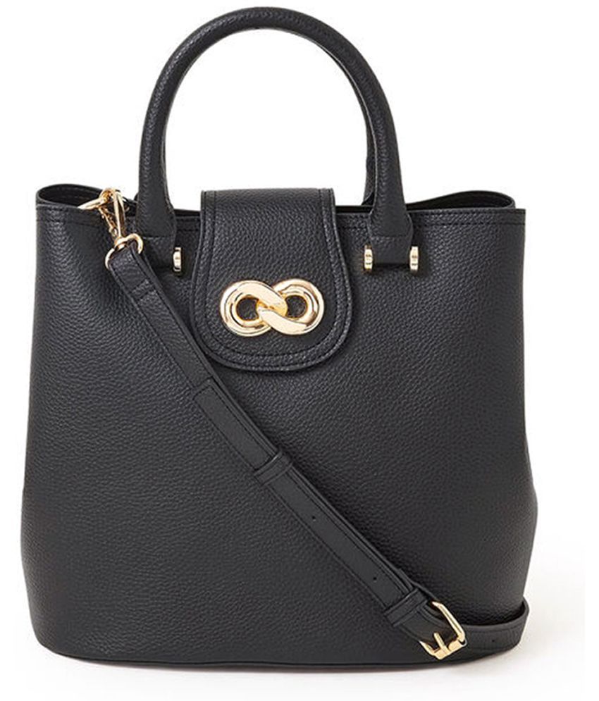     			Accessorize London Black PU Tote Bag