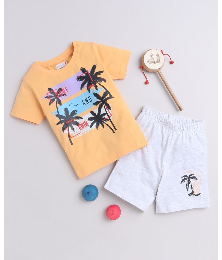     			BUMZEE Orange & Grey Boys Half Sleeves T-Shirt & Short Set Age - 2-3 Years