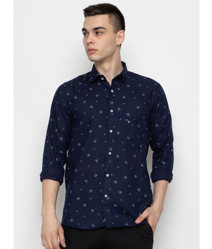     			FREKMAN 100% Cotton Regular Fit Printed Full Sleeves Men's Casual Shirt - Navy Blue ( Pack of 1 )