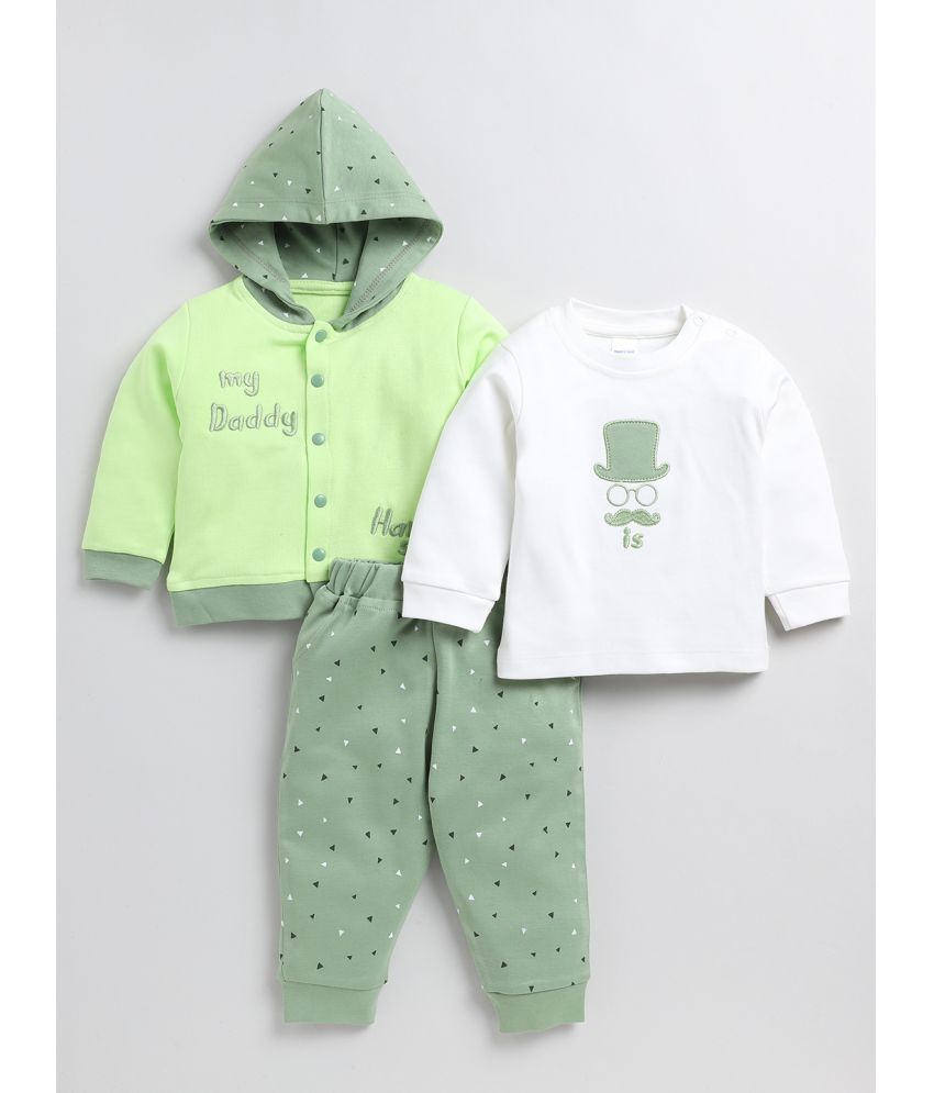     			Mom's Love Green Cotton Baby Boy Sweatshirt & Jogger Set ( Pack of 1 )