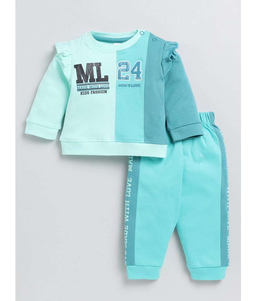     			Mom's Love Green Cotton Baby Girl Sweatshirt & Jogger Set ( Pack of 1 )