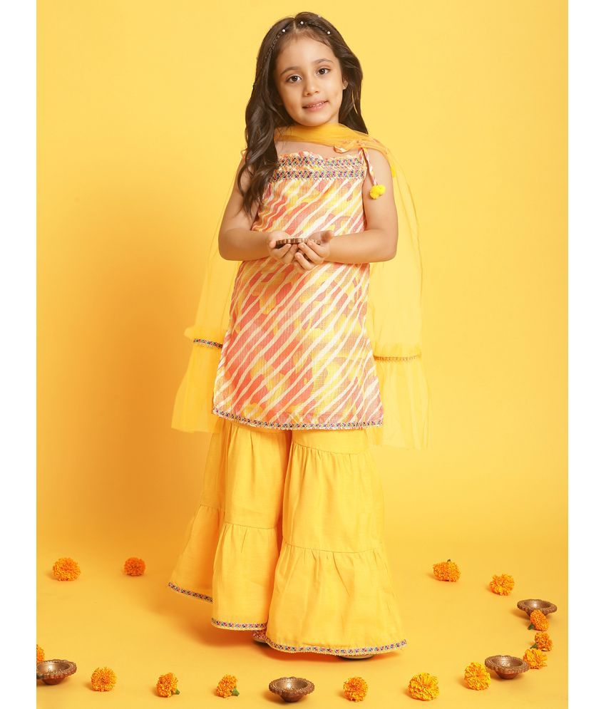     			NautiNati Baby Girls Festive & Party Angarkha and Sharara Set (Yellow Pack of 1)