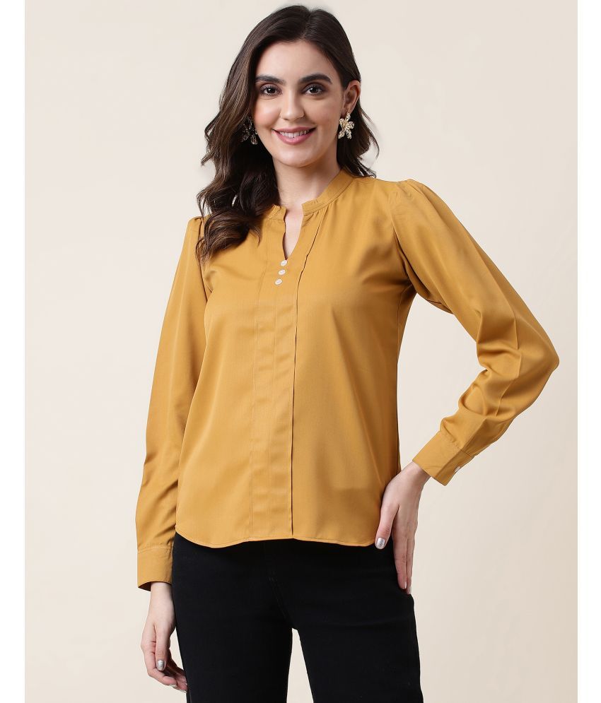     			Selvia Mustard Cotton Blend Women's Regular Top ( Pack of 1 )