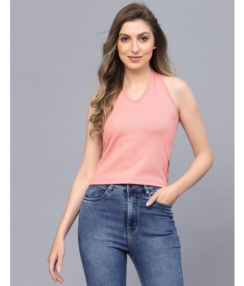     			Selvia Peach Polyester Women's Crop Top ( Pack of 1 )