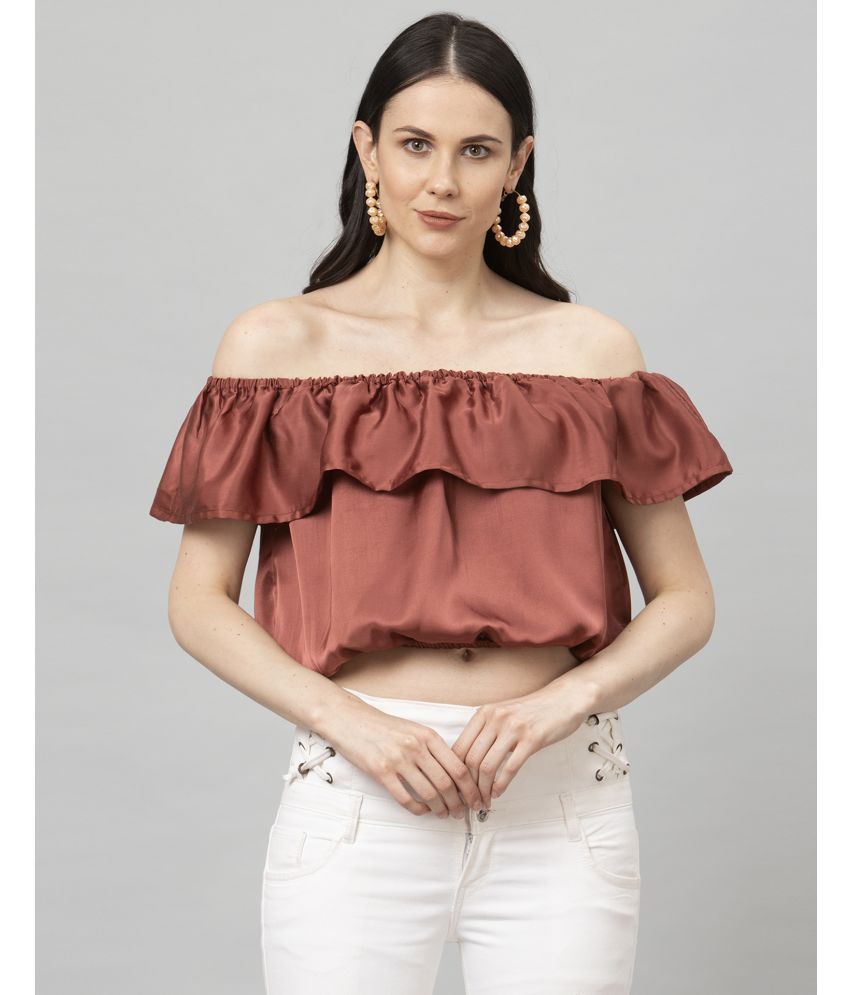     			Selvia Rose Gold Satin Women's Crop Top ( Pack of 1 )