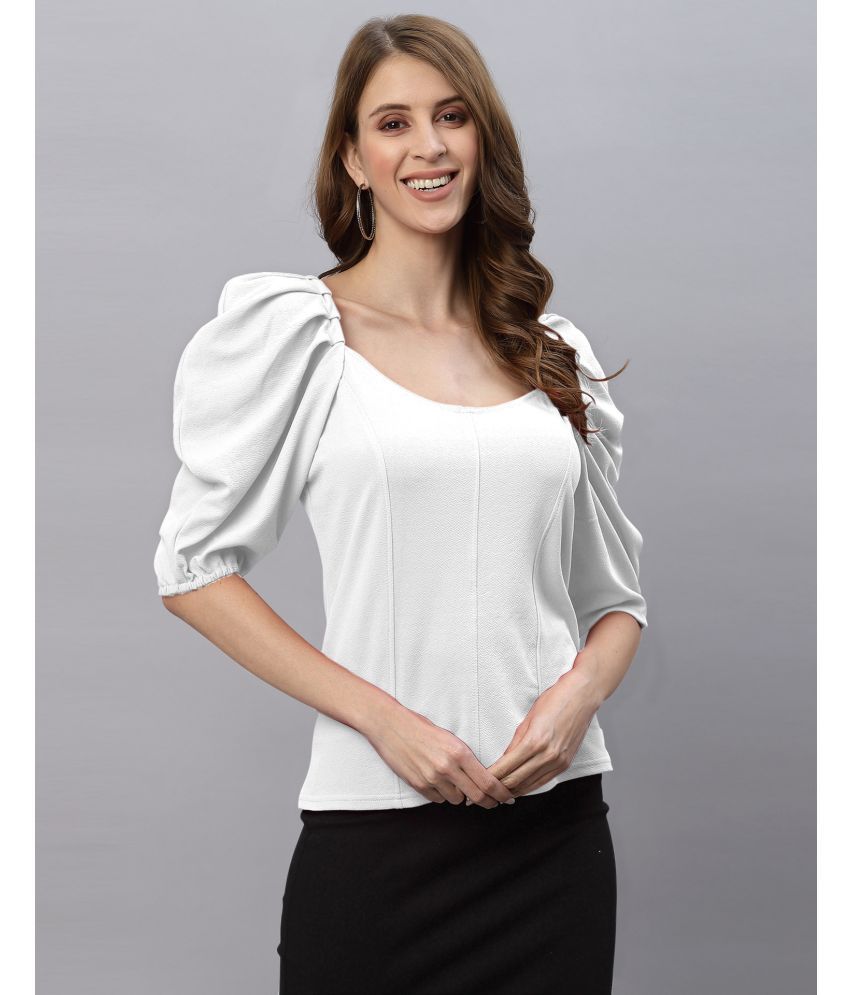     			Selvia White Polyester Women's Regular Top ( Pack of 1 )