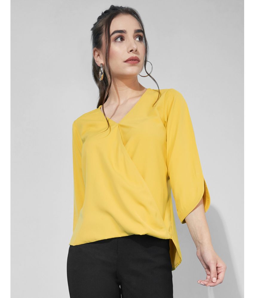     			Selvia Yellow Silk Women's Asymmetrical Top ( Pack of 1 )