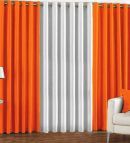 BELLA TRUE Solid SemiTransparent Eyelet Curtain 9 ft ( Pack of 3 )  Orange