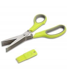Multi-Function 5 Blade Vegetable Stainless Steel Herbs Scissor - Durable, Time-Saving Kitchen Cutting Tool - Color May Vary