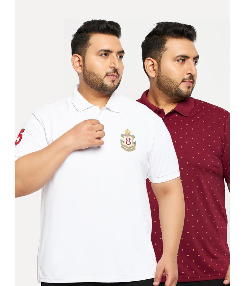     			Auxamis Pack of 2 Cotton Blend Regular Fit Embroidered Half Sleeves Men's Polo T Shirt ( White )