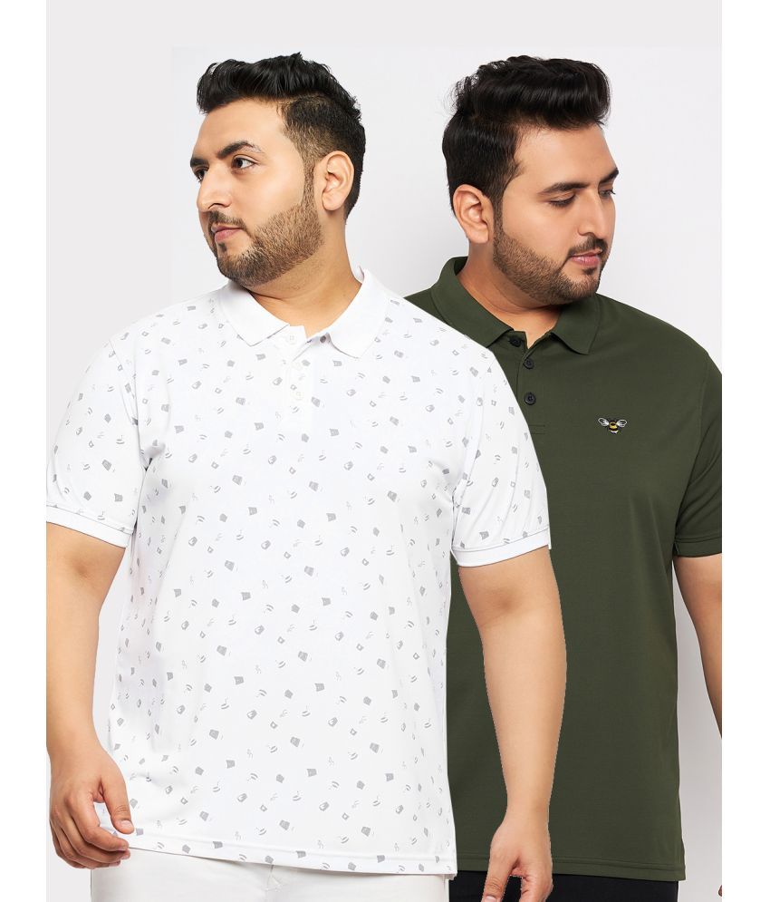     			Auxamis Pack of 2 Cotton Blend Regular Fit Printed Half Sleeves Men's Polo T Shirt ( White )