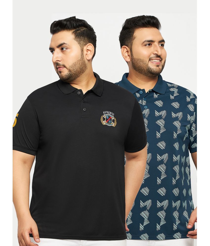     			Auxamis Pack of 2 Cotton Blend Regular Fit Embroidered Half Sleeves Men's Polo T Shirt ( Black )