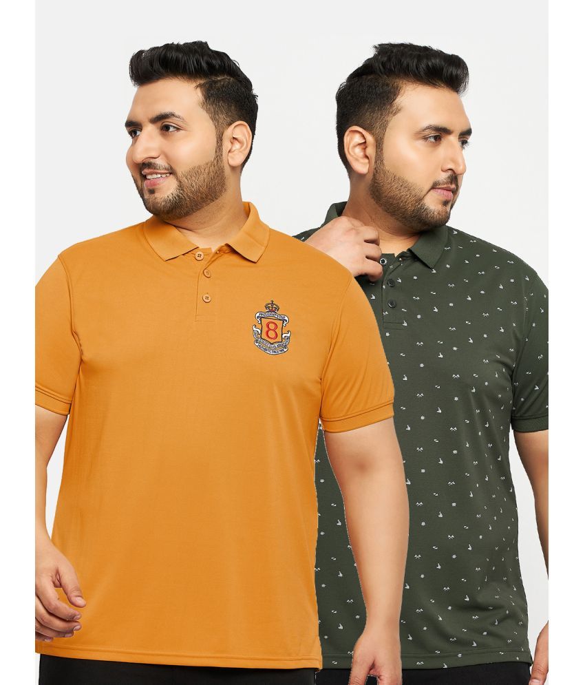     			Auxamis Cotton Blend Regular Fit Embroidered Half Sleeves Men's Polo T Shirt - Mustard ( Pack of 2 )