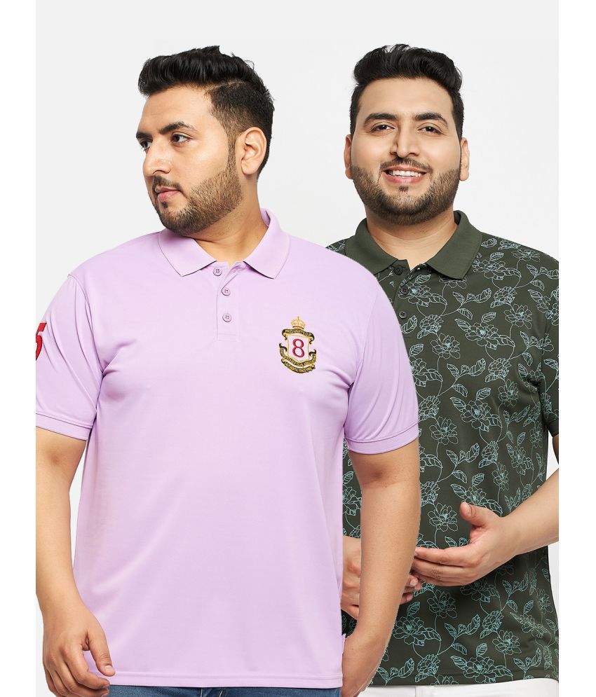     			Auxamis Cotton Blend Regular Fit Embroidered Half Sleeves Men's Polo T Shirt - Lavender ( Pack of 2 )