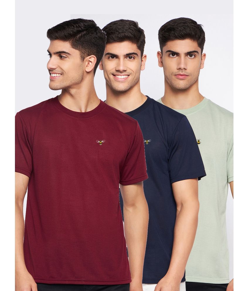     			Auxamis Cotton Blend Regular Fit Solid Half Sleeves Men's T-Shirt - Maroon ( Pack of 3 )
