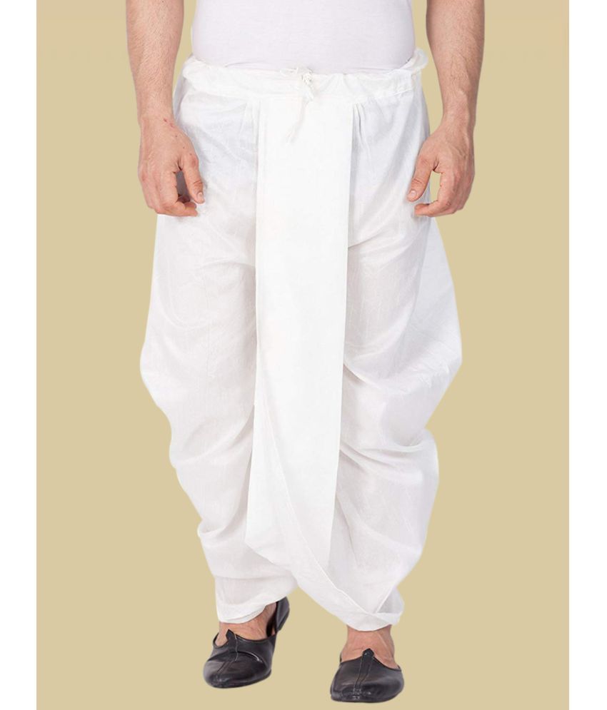     			FANZI White Cotton Blend Men's Dhoti ( Pack of 1 )